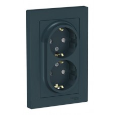 Розетка двойная с заземлением, со шторками на одно гнездо Schneider Electric, изумруд