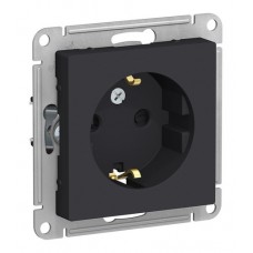 Розетка с заземлением, со шторками Schneider Electric, карбон