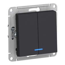 Выключатель 2-клавишный с подсветкой Schneider Electric, карбон