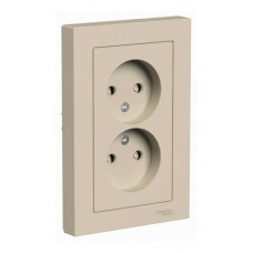 Розетка двойная со шторками на одно гнездо Schneider Electric, песок