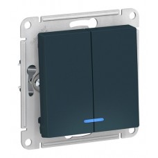 Выключатель 2-клавишный с подсветкой Schneider Electric, изумруд