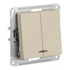 Выключатель 2-клавишный с подсветкой Schneider Electric, песок