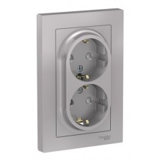Розетка двойная с заземлением, со шторками на одно гнездо Schneider Electric