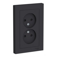 Розетка двойная со шторками на одно гнездо Schneider Electric, карбон