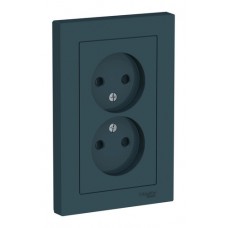 Розетка двойная со шторками на одно гнездо Schneider Electric, изумруд