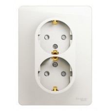 Розетка двойная на 1 гнездо с заземлением, со шторками Schneider GLOSSA, перламутр