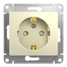 Розеткасо шторками с заземлением Schneider GLOSSA, бежевый