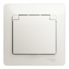 Розетка с заземлением, с крышкой, со шторками IP20 Schneider GLOSSA, перламутр