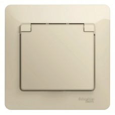 Розетка с заземлением, с крышкой, со шторками IP20 Schneider GLOSSA, бежевый