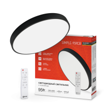 Светильник светодиодный SCANDY SIMPLE-95RCB 95Вт 230В 3000-6500K 7600Лм 500x50мм с пультом ДУ черный IN HOME