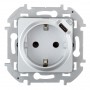 Розетка с USB тип С Legrand INSPIRIA, с заземлением, со шторками, алюминий, 673772