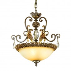 Люстра-подвес 2802/3 коричневый/золото/стекло/хрустальные подвески SAFIRA ODEON LIGHT