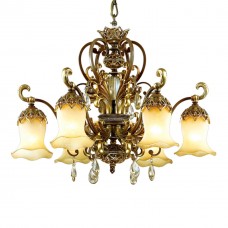 Люстра 2802/6 коричневый/золото/стекло/хрустальные подвески SAFIRA ODEON LIGHT