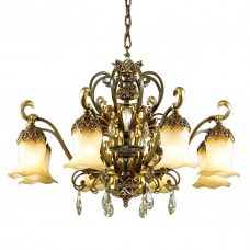 Люстра 2802/8 коричневый/золото/стекло/хрустальные подвески SAFIRA ODEON LIGHT