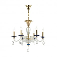 Люстра 4600/6 золото/белый/синий/хрусталь ELEFI ODEON LIGHT