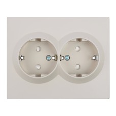 Розетка 2-местная с защитной шторкой (механизм), STEKKER, c/з, 250В, 16А, серия Мия, RST16-3114-08, пудровый жемчуг