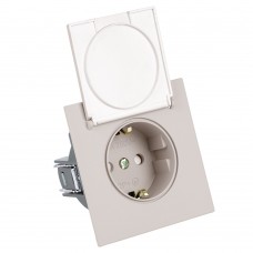 Розетка 1-местная с крышкой с защ. штор, STEKKER, с/з, 250В, 16А, серия Мия, RST16-3112-08, пудровый жемчуг