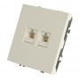 Розетка компьютерная 2-местная RJ-45 (механизм), STEKKER, серия Эмили, RST00-5111-01, белый фарфор, soft touch