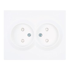 Розетка 2-местная с защитной шторкой (механизм), STEKKER, б/з, 250В, 16А, серия Мия, RST16-3113-01, белая магнолия