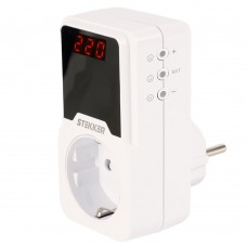 Реле напряжения для розетки регулируемое STEKKER VPR-200W, 230В,16A,белый