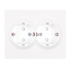 Розетка 2-местная с защитной шторкой (механизм), STEKKER, с/з, 250В, 16А, серия Мия, RST16-3114-01, белая магнолия