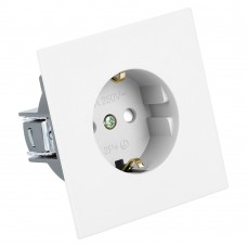 Розетка 1-местная с защитной шторкой с/з (механизм), STEKKER, 250В, 16А, серия Мия, RST16-3110-01, белая магнолия