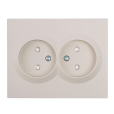 Розетка 2-местная с защитной шторкой (механизм), STEKKER, б/з, 250В, 16А, серия Мия, RST16-3113-08, пудровый жемчуг