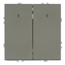 Выключатель 2-клавишный c индикатором (механизм), STEKKER, 250В, 10А, серия Эмили, RSW10-5102-09, антрацит, soft touch