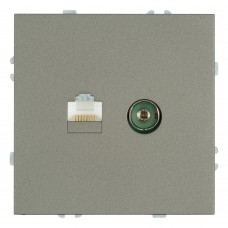 Розетка TV + компьютерная RJ-45 (механизм), STEKKER, серия Эмили, RST00-5106-09, антрацит, soft touch