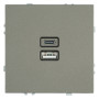 Розетка 2-местная USB + Type C (механизм), STEKKER, 250В, 20W, серия Эмили, RST10-5115-09, антрацит, soft touch