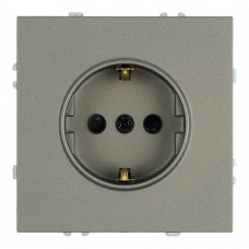 Розетка 1-местная с защитной шторкой с/з (механизм), STEKKER, 250В, 16А, серия Эмили, RST16-5110-09, антрацит, soft touch