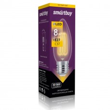 Филаментная светодиодная лампа Свеча С37 8W 3000K E27 Smartbuy